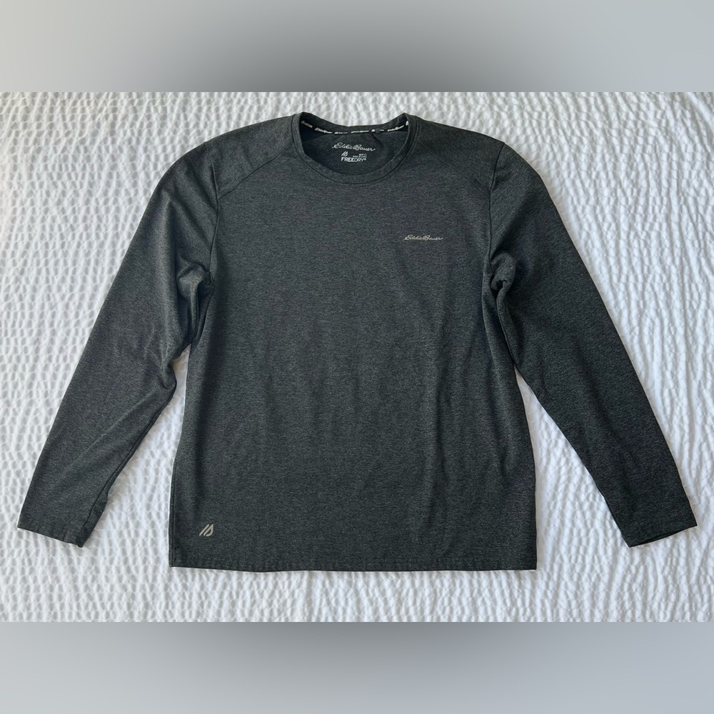 Eddie Bauer Free Dry Long Sleeve Crewneck Shirt Gray- Large
